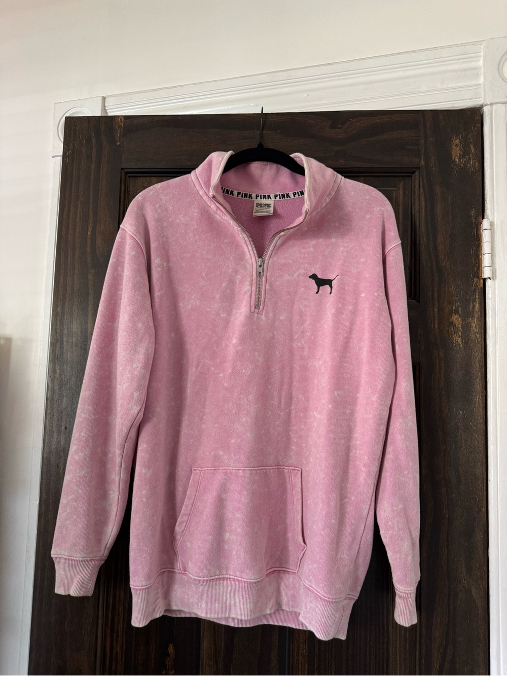 PINK Victoria's Secret Quarter-Zip Pullover Sweatshirt - Light Pink Wash